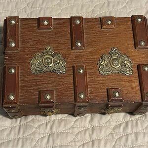 Vintage Wooden Box with brass Accents